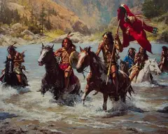Howard A. Terpning, Capturing the Chief's Coat, Giclee on Canvas