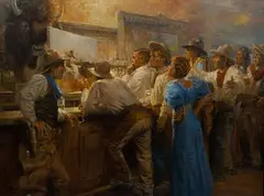 Andy Thomas, Charlie Russell and His Characters, Giclee on Canvas