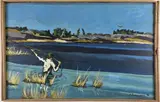 Fly Fisherman by Vintage Robert Dandurand, Oil on Canvas, offered Feb 2026