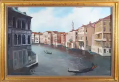 Paul Longenecker, Venice Canal Scene, Oil on Canvas