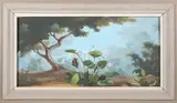 Paul Crosthwaite, White Florals Blooming in a Forest Landscape, Oil On Board