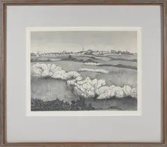 Ruth Haviland Sutton, View of the Town of Nantucket from the Moors, Lithograph