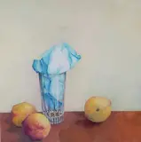 Tabletop Still Life of Peaches by Rose Gonnella, Watercolor, offered Feb 2026