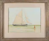 Portrait of a Harbor Pilot Boat by Lucien van Vyve, Watercolor, offered Feb 2026