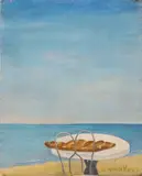 Lucien van Vyve, Table Top Ocean View, Oil On Canvas