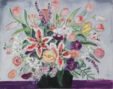 Katherine Seeler, Tulips and Lilies, Oil on Canvas