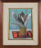 Basket Of Feathers by Elizabeth Saltonstall, Oil On Board, offered Feb 2026