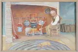 Interior Scene At The Hearth by Edith Yager, Pastel On Canvas, offered Feb 2026