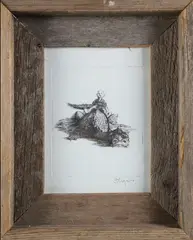 David Lazarus, Black and White, Etching of a Boy and His Dragon