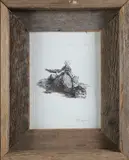 David Lazarus, Black and White, Etching of a Boy and His Dragon