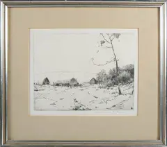 Chauncey Foster Ryder, Old Farmyard, Etching