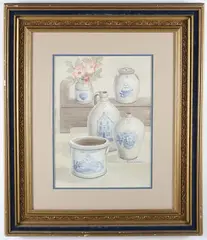 Barbara Van Winkelen, Nantucket Crockery, Watercolor On Paper