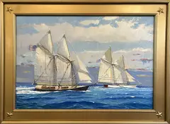 Schooners at Sea by William Lowe, Oil on Linen, offered Jul 2026