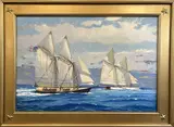 William Lowe, Schooners at Sea, Oil on Linen