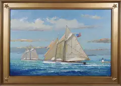 Schooners Off Brant Point Lighthouse, Nantucket by William Lowe, Oil on Canvas, offered Jul 2026