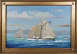 William Lowe, Schooners Off Brant Point Lighthouse, Nantucket, Oil on Canvas