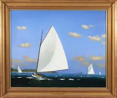 Vern Broe, Island Day Trip, Oil on Board