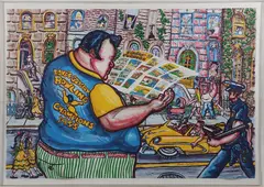 Red Grooms, Bowler, Lithograph