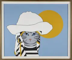 Cat in a White Sun Hat by Maggie Meredith, Oil on Canvas, offered Jul 2026