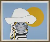 Maggie Meredith, Cat in a White Sun Hat, Oil on Canvas
