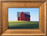 Joan Albaugh, Red Barn, Oil on Canvas Board