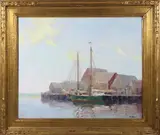 Henry Stephens Eddy, Sunday Morning, Old North Wharf, Oil on Canvas