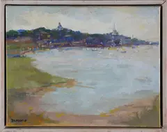 David Lazarus, Nantucket Town From Monomoy, Oil on Canvas