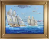 William Lowe, Sailing off Nantucket Island, Oil on Canvas