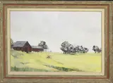 Roy Bailey, Red Barn, Oil on Canvas