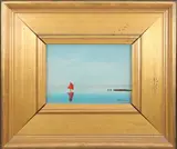 Robert Stark Jr., Red Sail on the Pond, Oil on Canvas
