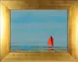 Red Sail in Polpis Harbor by Robert Stark Jr, Oil on Canvas, offered Apr 2026