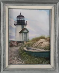 Brant Point Lighthouse Nantucket by Paul Lipp, Oil on Masonite, offered Apr 2026