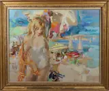 Mood Picture Cape Cod Swim by Wallace Bassford, Oil on Linen, offered Aug 2026