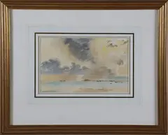 Roland Vivian Pitchforth, Cloudy Day Over the Marsh,, Watercolor