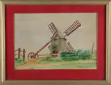 R. Woodbury, Old Grist Mill, Nantucket, Watercolor