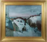 Mountfort Coolidge, Mountainous Winter Scene, Oil on Canvas