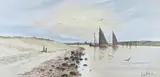 Louis K. Harlow, Antique, Watercolor on Paper North Shore Coastal Seascape Painting