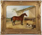 John M. Leod, Portrait of a Horse with Barnyard Dog, 1863, Oil on Canvas