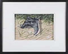 John Austin, Low Tide South Beach, Tempera on Artist Board