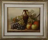 Henry Crowther, Fruit and Vase Still Life, Oil on Board