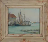 Emily Hoffmeier, Fishing Boats Nantucket, circa 1949, Oil on Artist Board