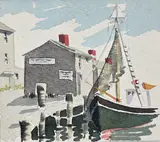Doris and Richard Beer, Old South Wharf, Watercolor on Paper
