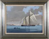 Ben Neill, Easing Into Port, Oil on Panel