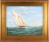 A. Bit, Sailing Yachts, Oil on Linen
