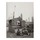 Berenice Abbott, 'Shelter on the Water Front, Coenties Slip, Pier 5, East River, Manhattan', 1938, Gelatin silver print; the photographer's Federal Art Project / 'Changing New York' stamps