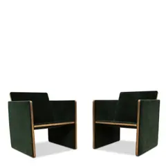 Dimore Studio, Pair of Poltrona 008 Armchairs, velvet, brushed brass