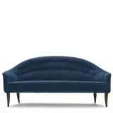 Kerstin Hörlin-Holmquist, Paradise Sofa, for Nordiska Kompaniet, beech, with Rogers & Goffigon 'ocean blue' woven upholstery, leather piping