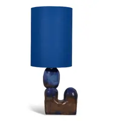 Carmen D'Apollonio, Table Lamp, glazed stoneware, upholstered shade, incised 'DAC'