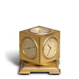 Kirby Beard & Co., Compendium Table Clock, brass, face marked 'KIRBY BEARD & CO