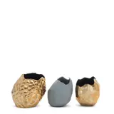 David Wiseman, Two Faceted Vases and One Tufted Vase (Three Total Works), porcelain, bronze, the porcelain vase signed and dated 'David Wiseman 2004',  the bronze vases stamped with artist's mark